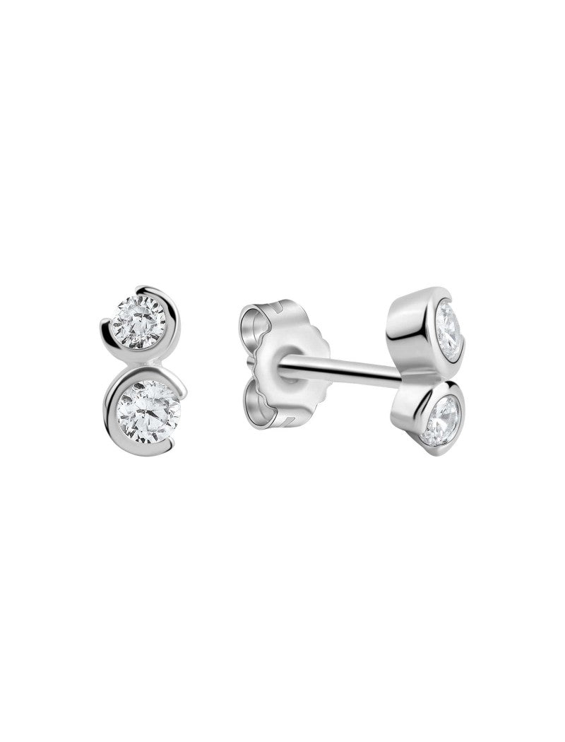 BOUCLES D'OREILLES ARGENT RHODIE - ZIRCONIA