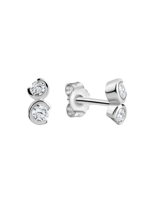 BOUCLES D'OREILLES ARGENT RHODIE - ZIRCONIA