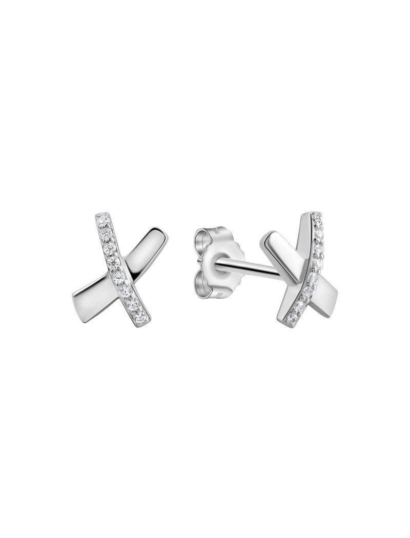 BOUCLES D'OREILLES ARGENT RHODIE - ZIRCONIA