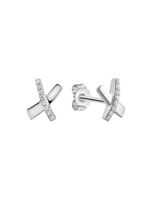 BOUCLES D'OREILLES ARGENT RHODIE - ZIRCONIA