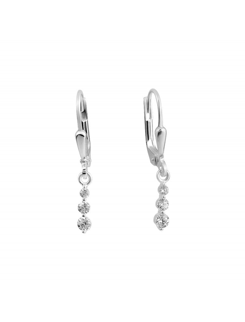 BOUCLES D'OREILLES ARGENT RHODIE - PENDANTE - ZIRCONIA
