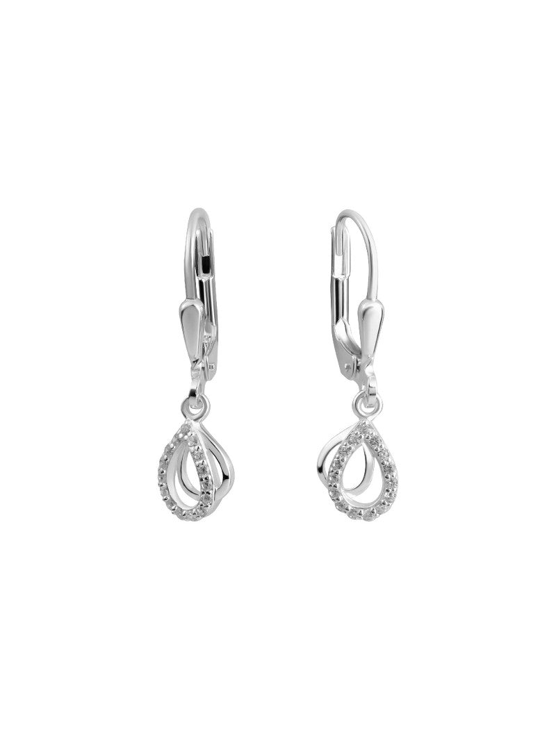 BOUCLES D'OREILLES ARGENT RHODIE - PENDANTE - ZIRCONIA