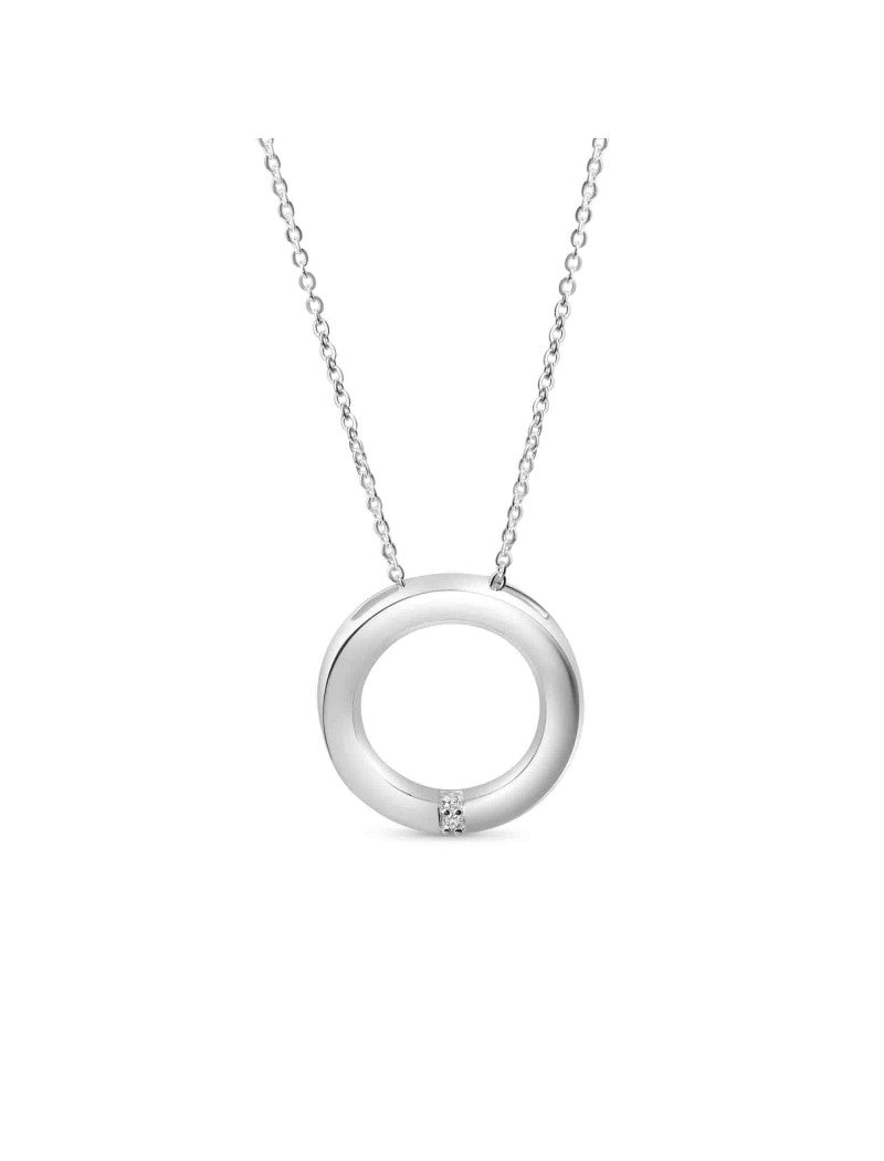 COLLIER ARGENT RHODIE - ZIRCONIA - 42+3 CM