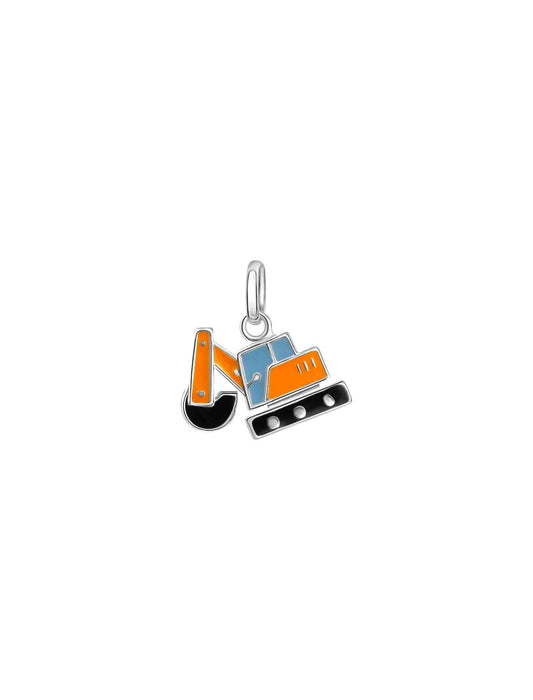 COLLIER ARGENT RHODIE - 38 CM - MACHINE CHANTIER - LAQUE ORANGE