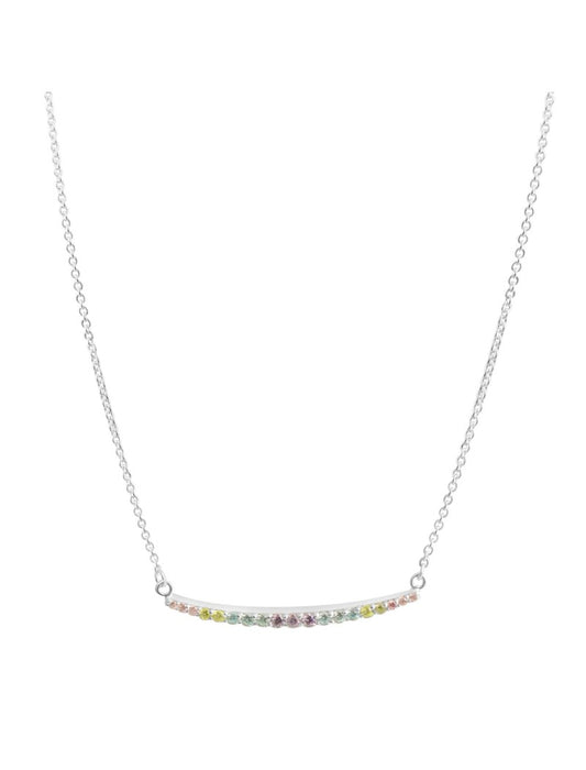 COLLIER ARGENT RHODIE - ZIRCONIA MULTICOLORE - 42+3 CM