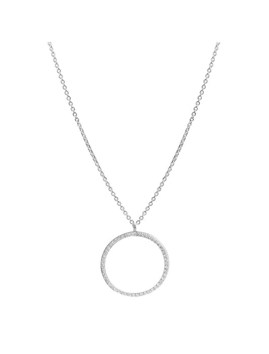 COLLIER ARGENT RHODIE - ZIRCONIA - 42+3 CM