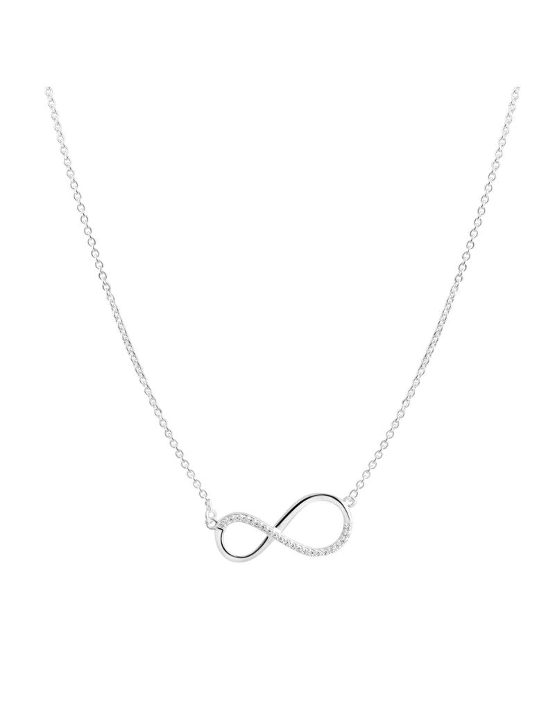 COLLIER ARGENT RHODIE -  42+3 CM - INFINI - ZIRCONIA