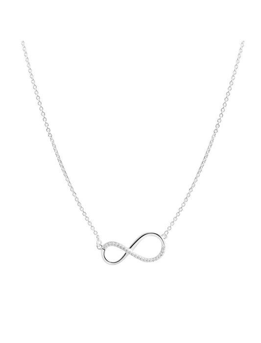 COLLIER ARGENT RHODIE -  42+3 CM - INFINI - ZIRCONIA