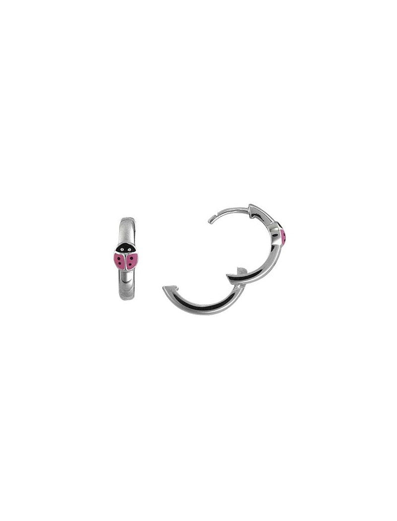 CREOLES PASSION ARGENT - LAQUE ROSE ET NOIR 14 MM