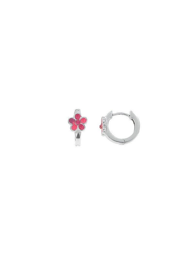 CREOLES PASSION ARGENT RHODIE - 12 MM - LAQUE ROSE - S. QUARTZ ROSE