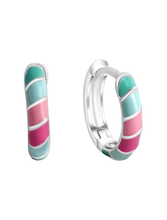 CREOLES  ARGENT RHODIE - LAQUE MULTICOLORE