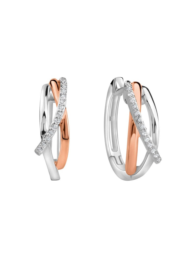 CREOLE ARGENT BICOLORE ROSE RHODIE - ZIRCONIA