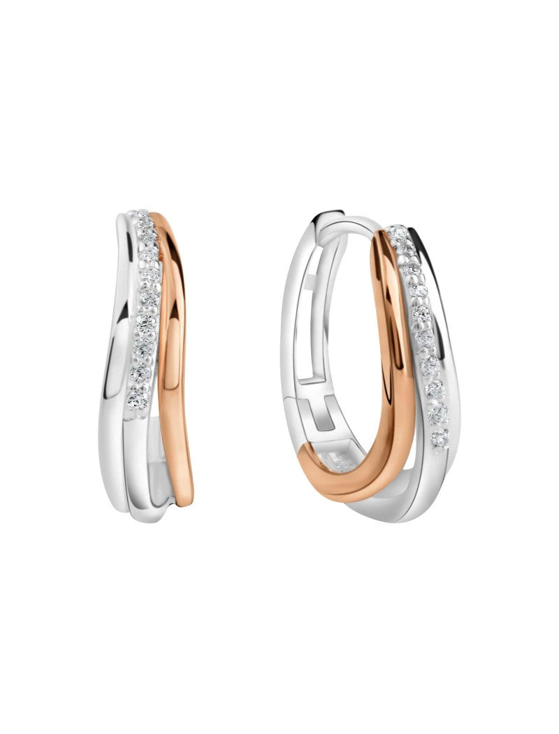 CREOLE ARGENT BICOLORE ROSE RHODIE - ZIRCONIA