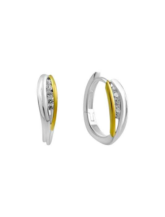 CREOLE ARGENT BICOLORE DORE RHODIE - ZIRCONIA