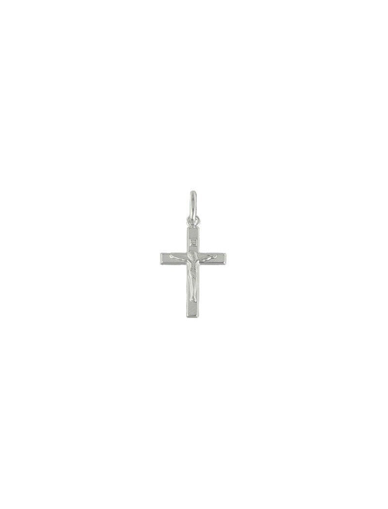 PENDENTIF ARGENT RHODIE - CROIX AVEC CHRIST - 12 MM