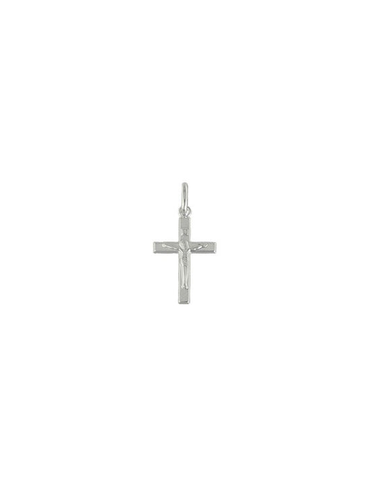 PENDENTIF ARGENT RHODIE - CROIX AVEC CHRIST - 12 MM