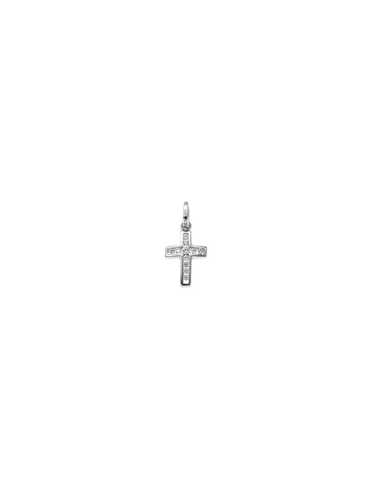 PENDENTIF PASSION ARGENT RHODIE - 13 MM - ZIRCONIA - CROIX