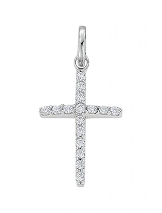 PENDENTIF ARGENT RHODIE - ZIRCONIA - CROIX
