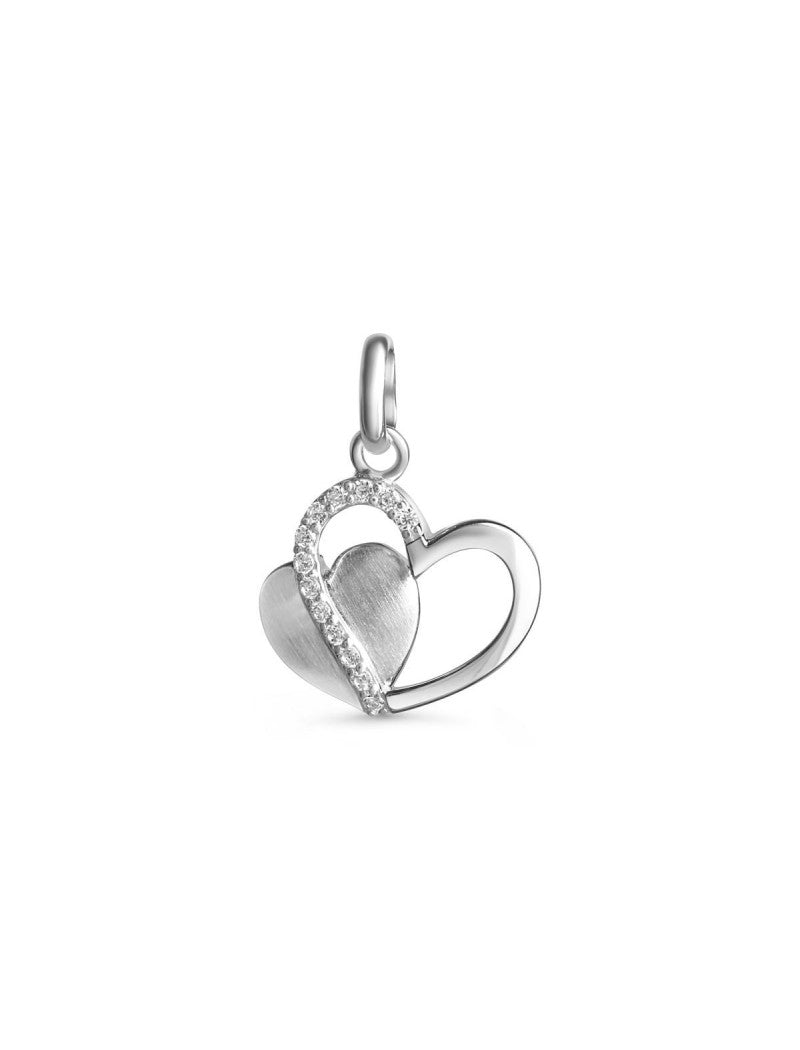 PENDENTIF ARGENT RHODIE - COEUR - ZIRCONIA