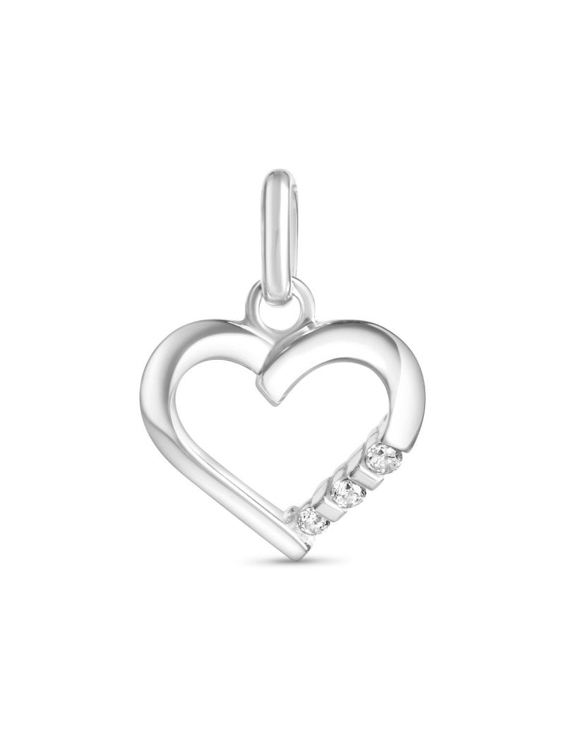 PENDENTIF ARGENT RHODIE - COEUR - ZIRCONIA