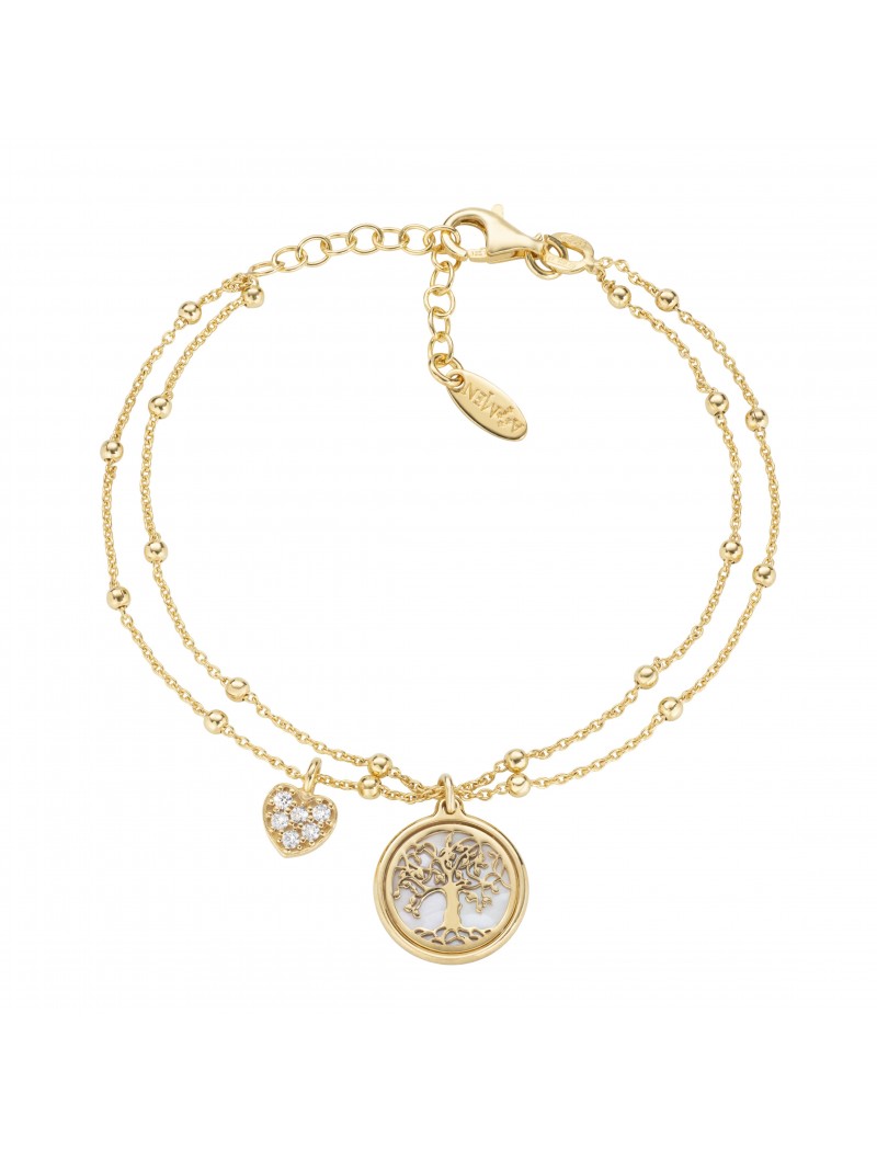 Bracelet en argent massif et zircons blancs - Doré