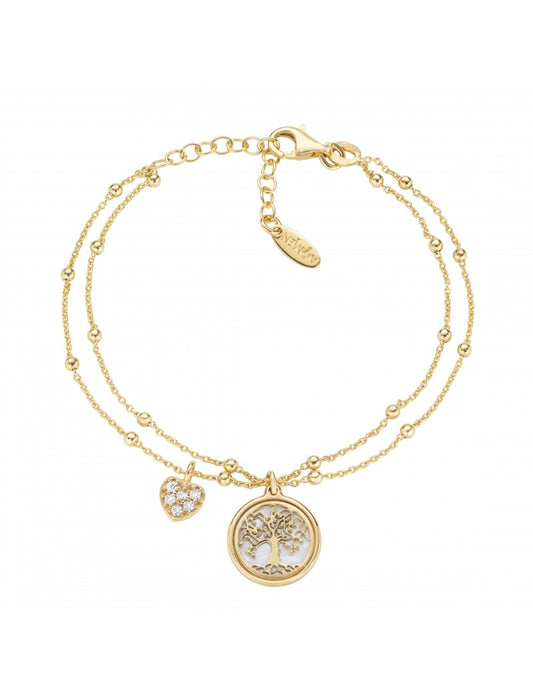 Bracelet en argent massif et zircons blancs - Doré