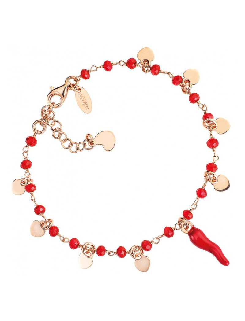 Bracelet en argent sterling cristaux rouges et émail rouge - Rosè