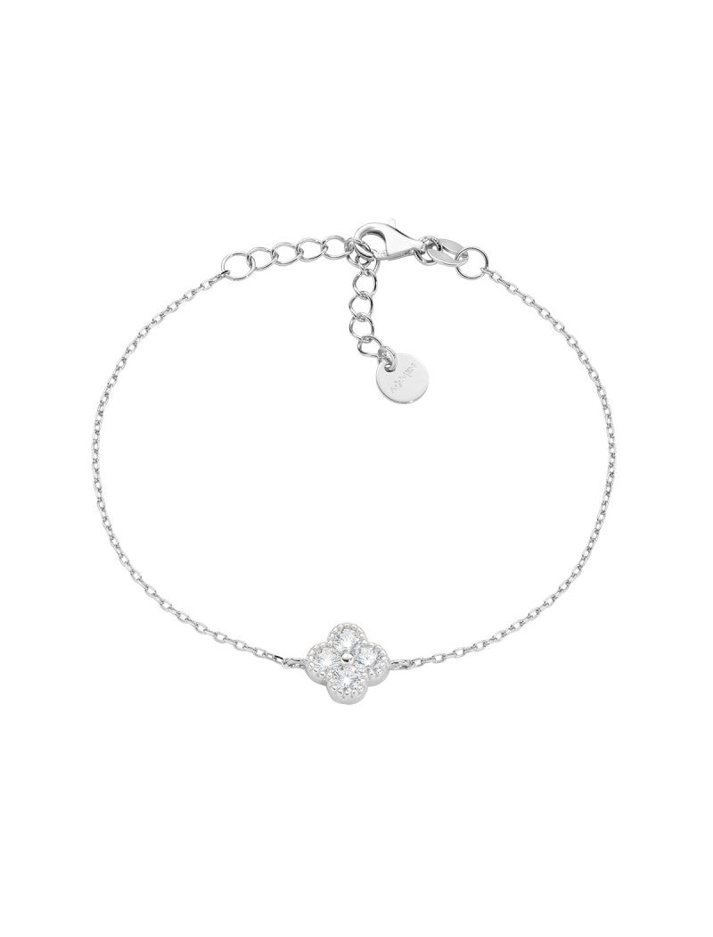 Bracelet en argent sterling avec zircone blanche - Rhodium
