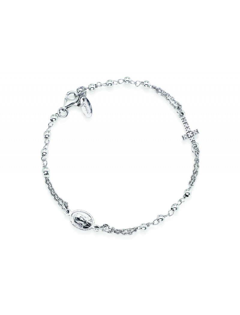 Bracelet en argent 925 et zircons blancs - Rhodié