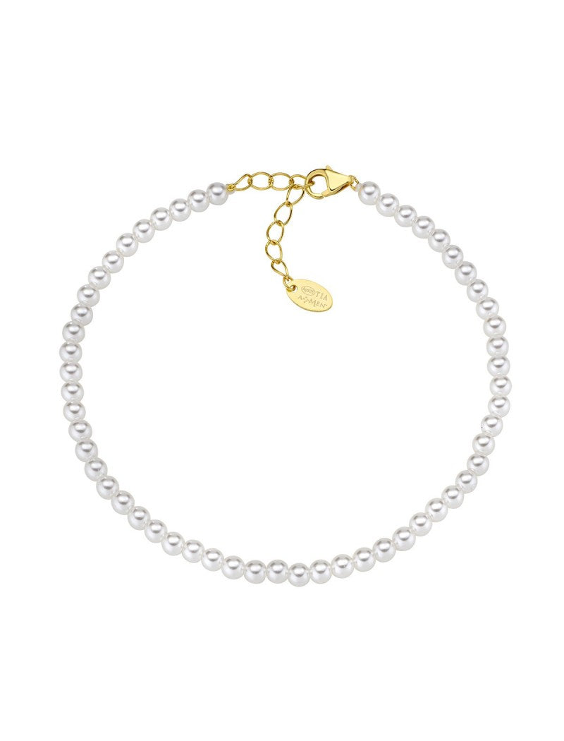 Bracelet en argent sterling avec perles de cristal - Doré