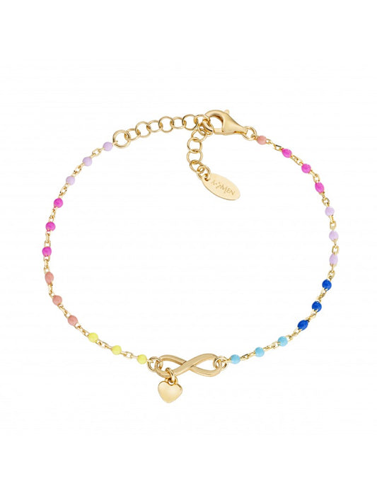 Bracelet en argent massif et émail multicolore - Doré