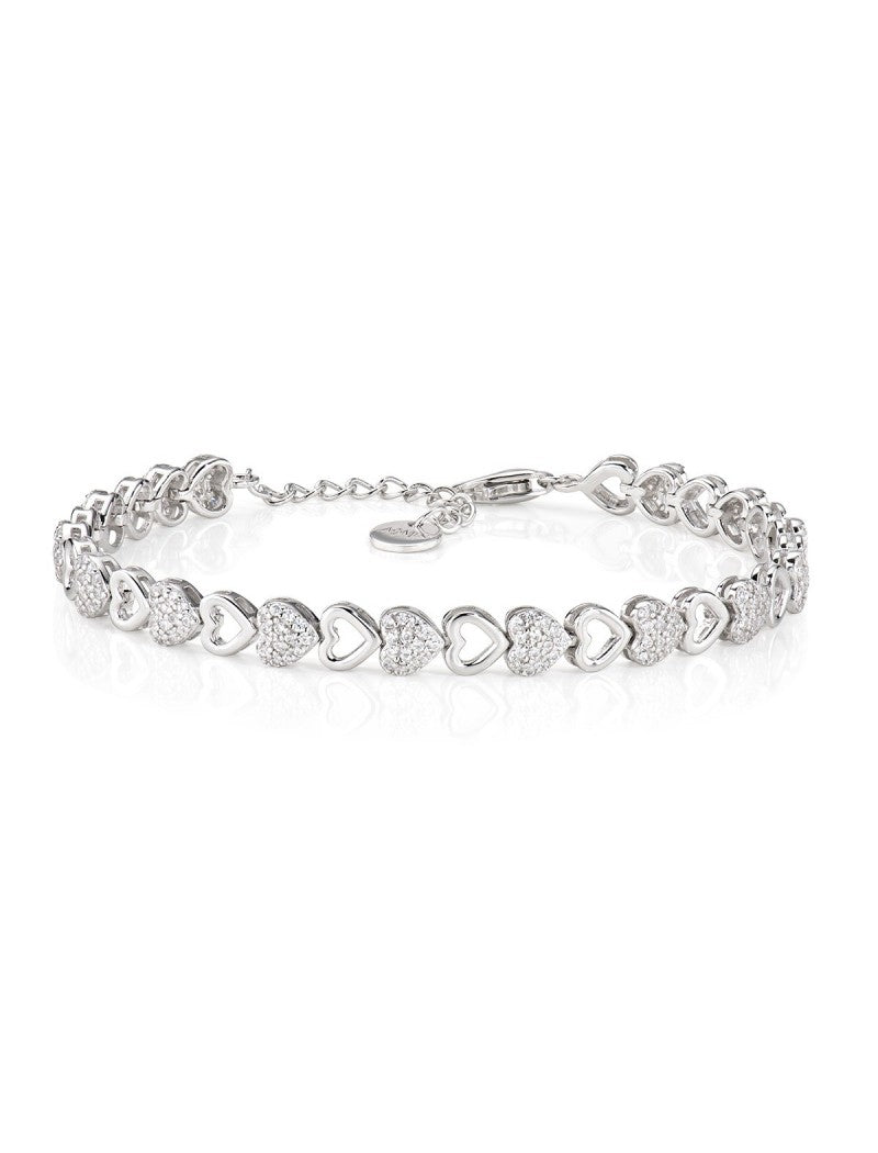Bracelet en argent sterling avec zircons blancs - Rhodié