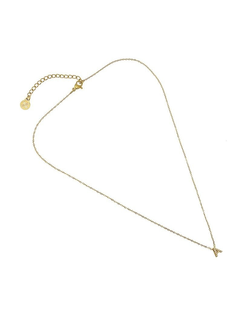 COLLIER EMILIA - JAUNE - ZIRCONIA - LETTRE A - 38+5 CM