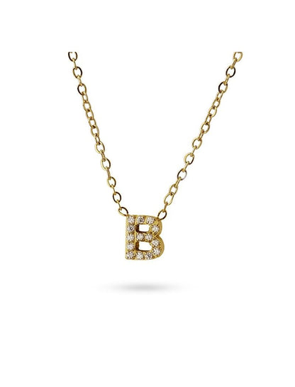 COLLIER EMILIA - JAUNE - ZIRCONIA - LETTRE B - 38+5 CM