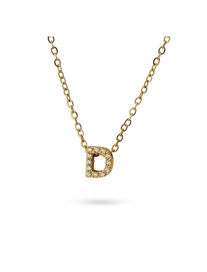 COLLIER EMILIA - JAUNE - ZIRCONIA - LETTRE D - 38+5 CM