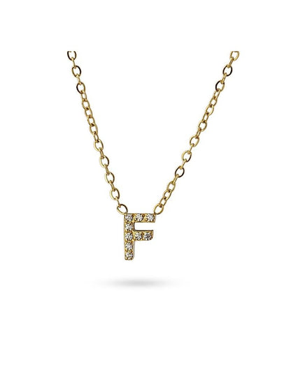 COLLIER EMILIA - JAUNE - ZIRCONIA - LETTRE F - 38+5 CM