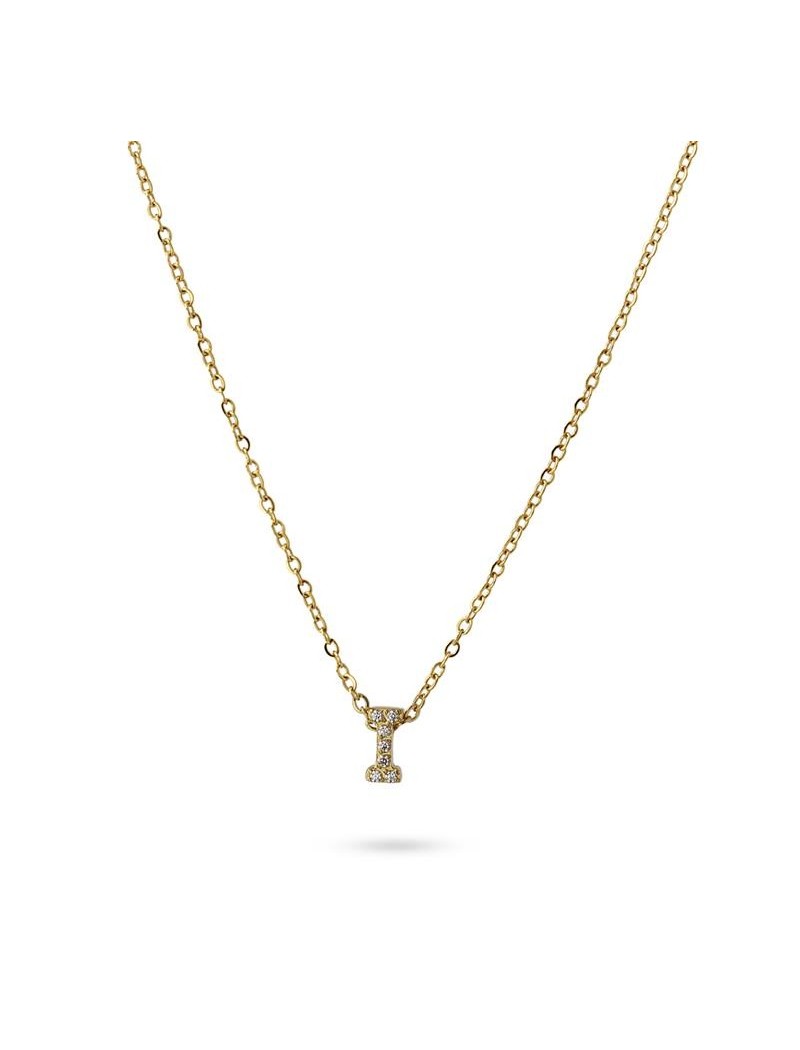COLLIER EMILIA - JAUNE - ZIRCONIA - LETTRE I - 38+5 CM