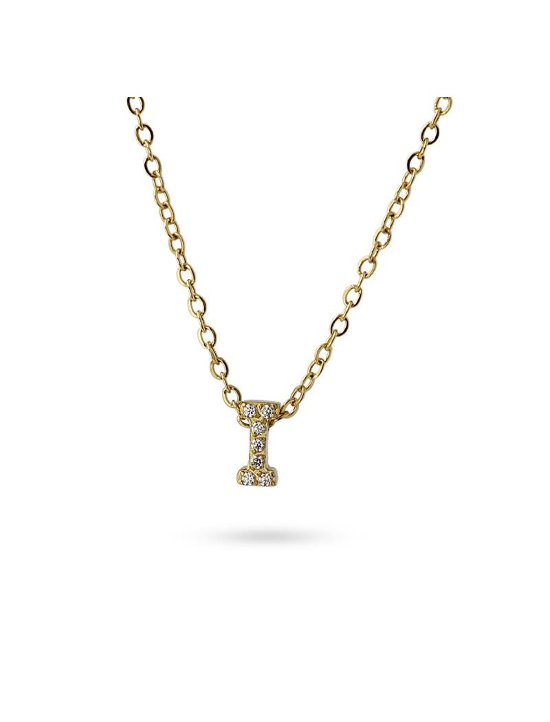 COLLIER EMILIA - JAUNE - ZIRCONIA - LETTRE I - 38+5 CM