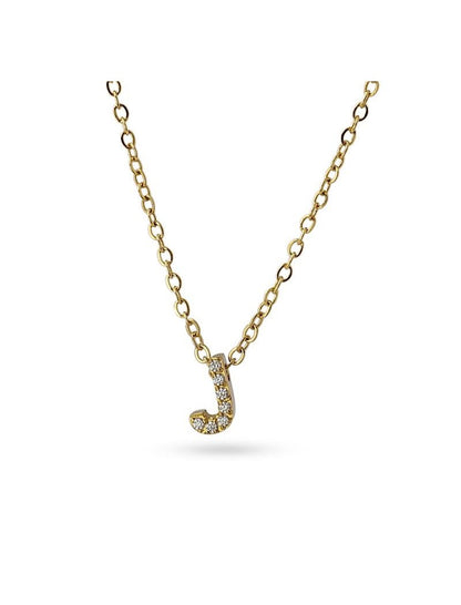COLLIER EMILIA - JAUNE - ZIRCONIA - LETTRE J - 38+5 CM