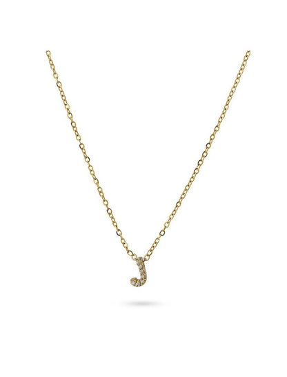 COLLIER EMILIA - JAUNE - ZIRCONIA - LETTRE J - 38+5 CM
