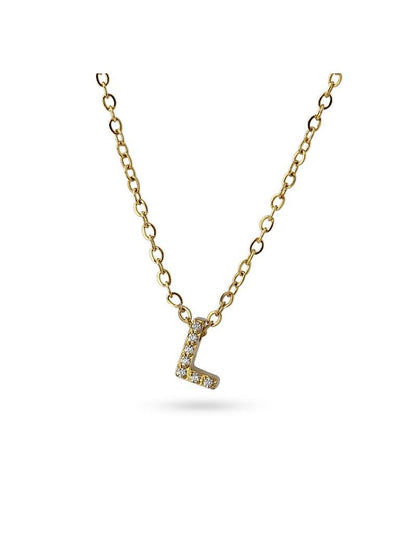COLLIER EMILIA - JAUNE - ZIRCONIA - LETTRE L - 38+5 CM