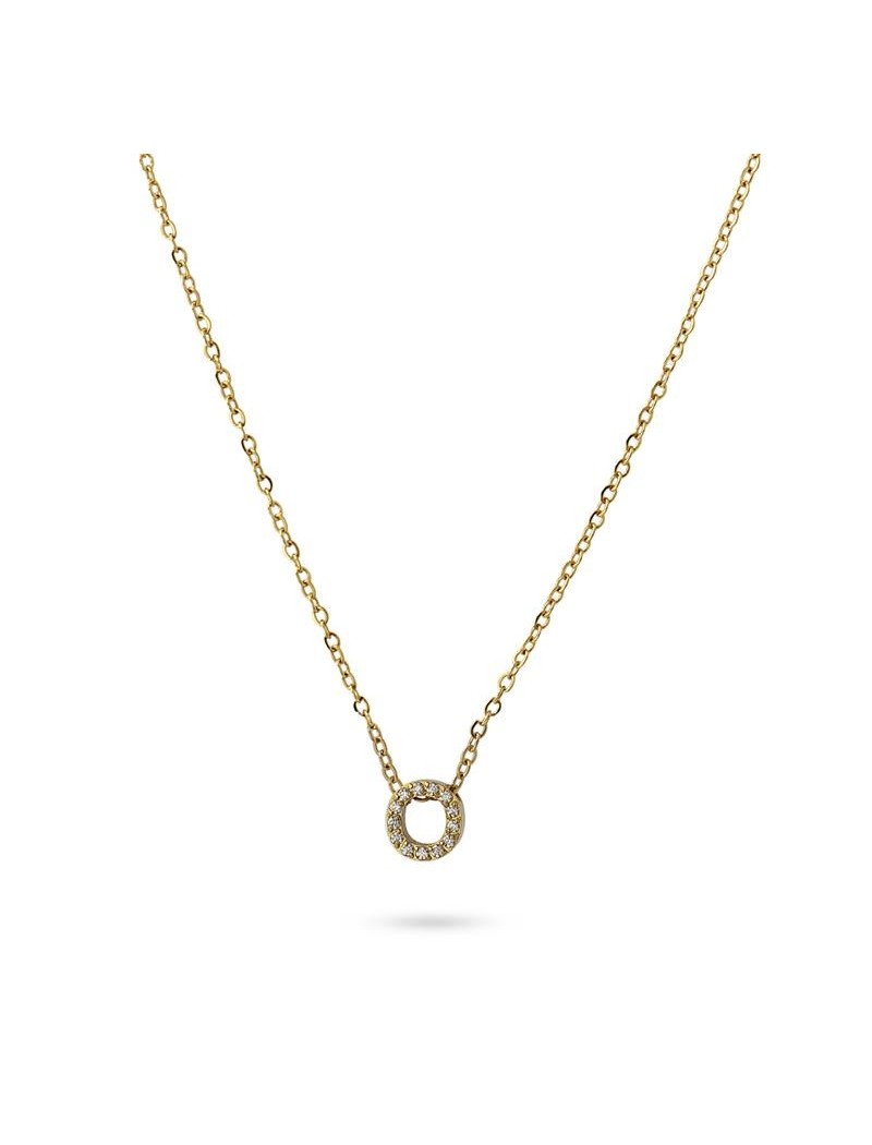 COLLIER EMILIA - JAUNE - ZIRCONIA - LETTRE O - 38+5 CM