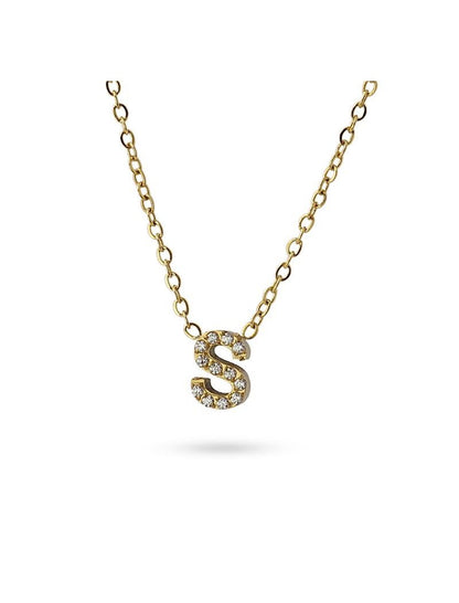 COLLIER EMILIA - JAUNE - ZIRCONIA - LETTRE S - 38+5 CM