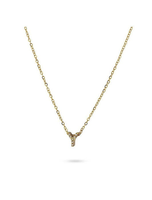 COLLIER EMILIA - JAUNE - ZIRCONIA - LETTRE Y - 38+5 CM