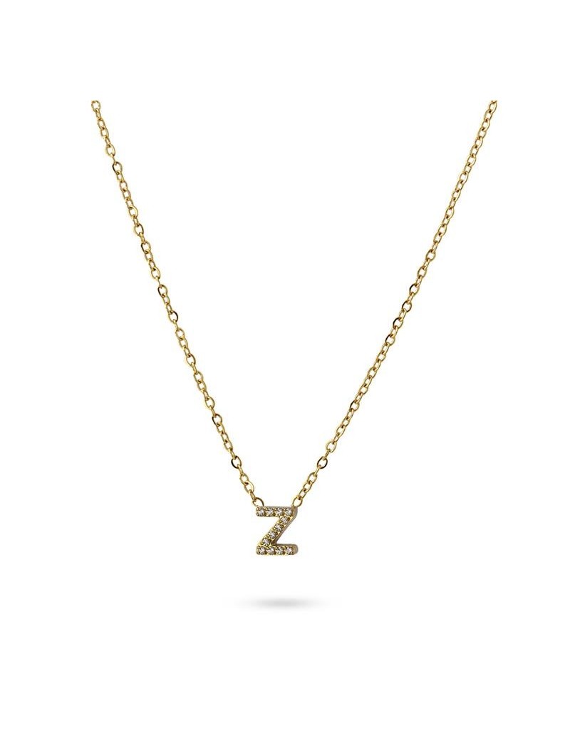 COLLIER EMILIA - JAUNE - ZIRCONIA - LETTRE Z - 38+5 CM