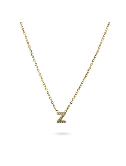 COLLIER EMILIA - JAUNE - ZIRCONIA - LETTRE Z - 38+5 CM