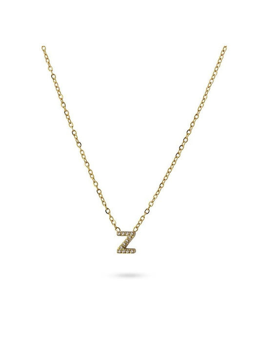 COLLIER EMILIA - JAUNE - ZIRCONIA - LETTRE Z - 38+5 CM