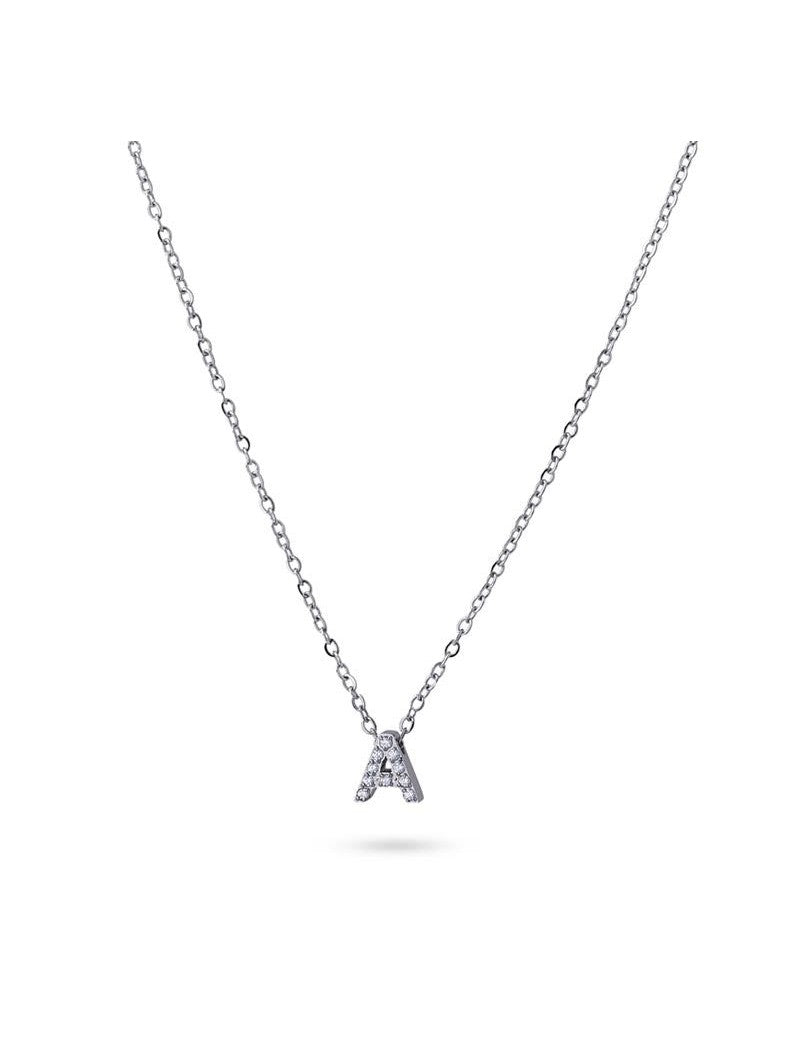 COLLIER EMILIA  - ZIRCONIA - LETTRE A - 38+5 CM