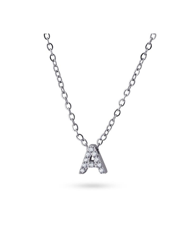 COLLIER EMILIA  - ZIRCONIA - LETTRE A - 38+5 CM