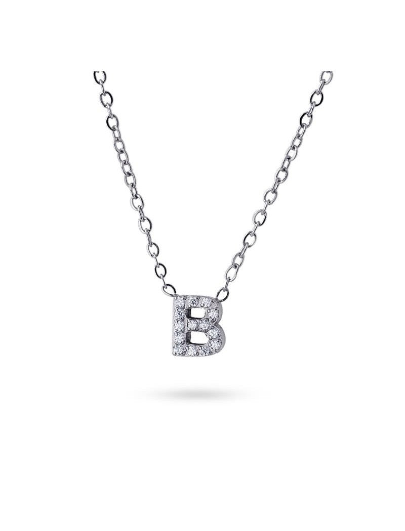 COLLIER EMILIA  - ZIRCONIA - LETTRE B - 38+5 CM